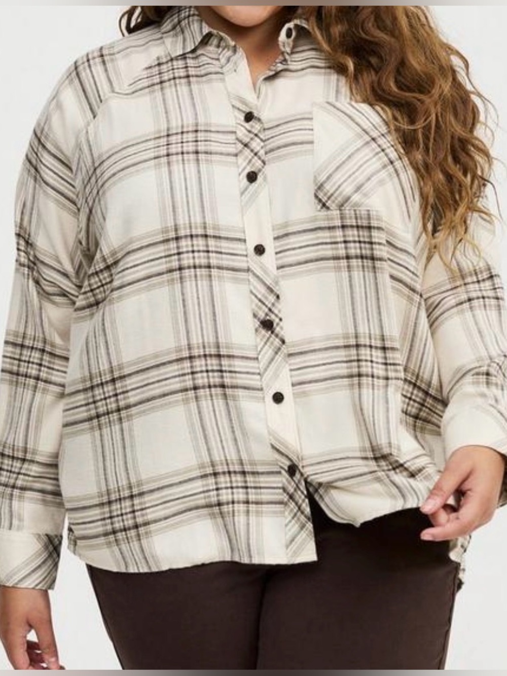 NWT Torrid Raglan relaxed fit plaid button up shirt, Torrid size 2, 2X
